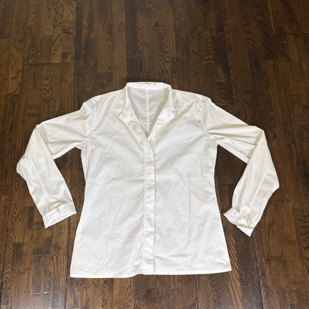Lis Lareida Catharina Blouse White Stretch Cotton Size 42 US 10‑12 Slim Fit EUC